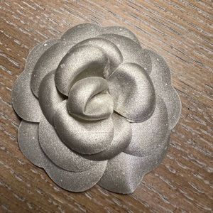CHANEL Authentic  Silver Camellia Flower